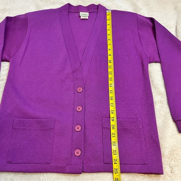 L.L. Bean | Purple Button Down Cotton Cardigan w/Removable Shoulder pads Size M - Picture 9 of 15